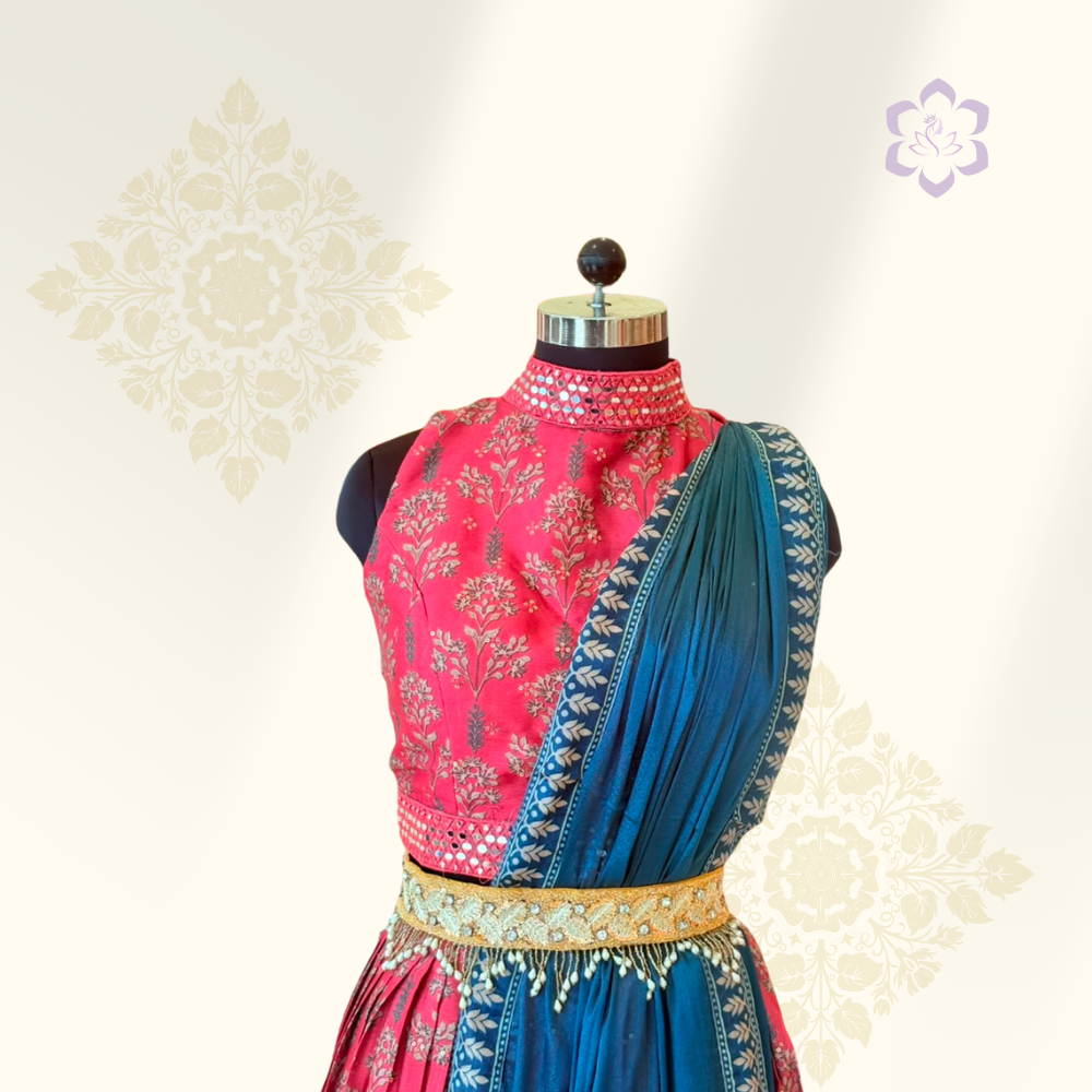 Royal Blue & Rani Pink Designer Lehanga