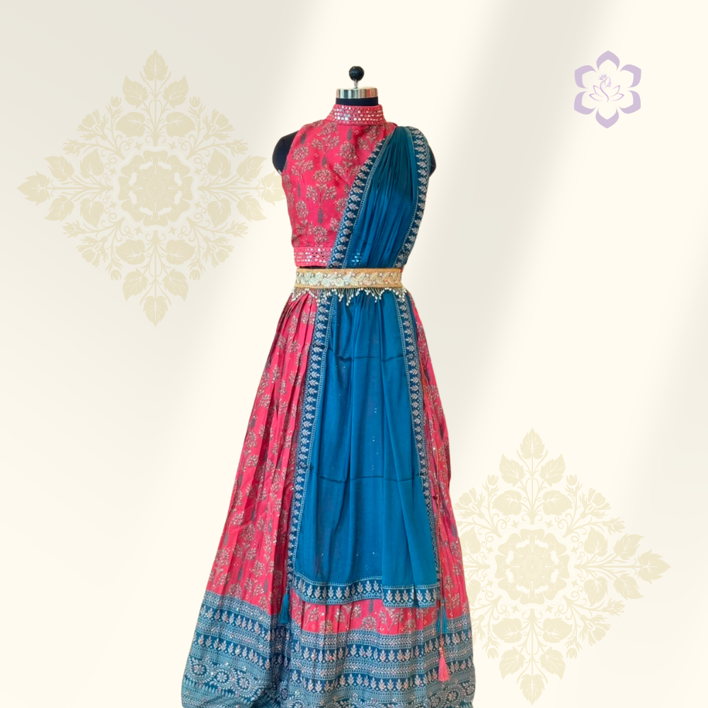 Royal Blue & Rani Pink Designer Lehanga