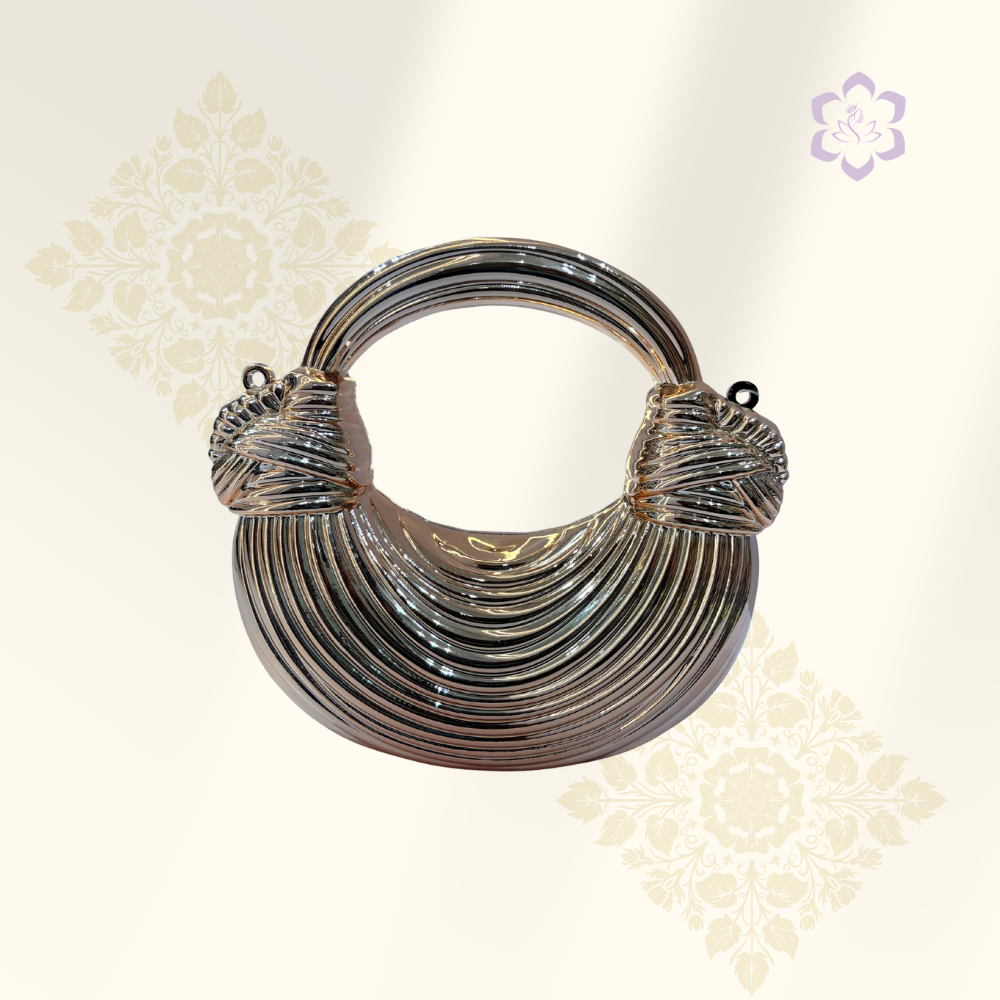 Premium Metallic Silver Arc Handbag