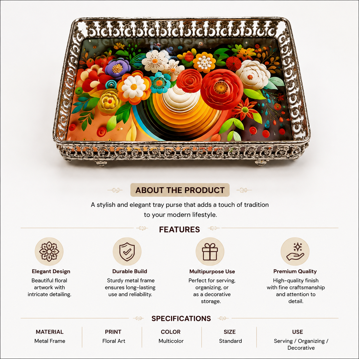 Pooja Tray With Art Work
