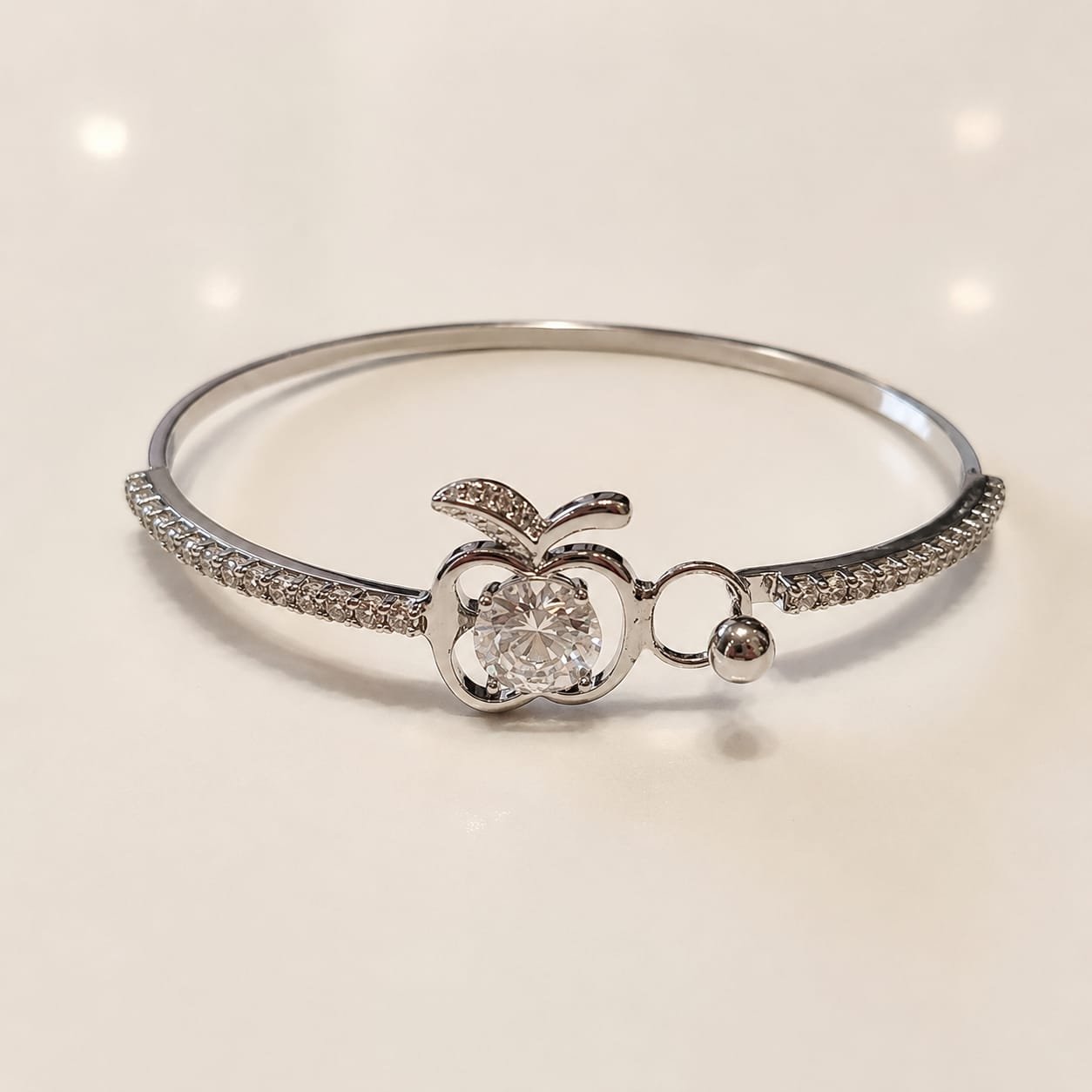 Silver-plated American Diamond Fancy  bracelet  with Unique Stylish  Lock