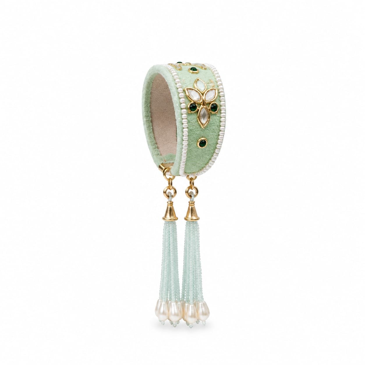 Handcrafted Kada or a Latkan bangle with hanging bead tassels