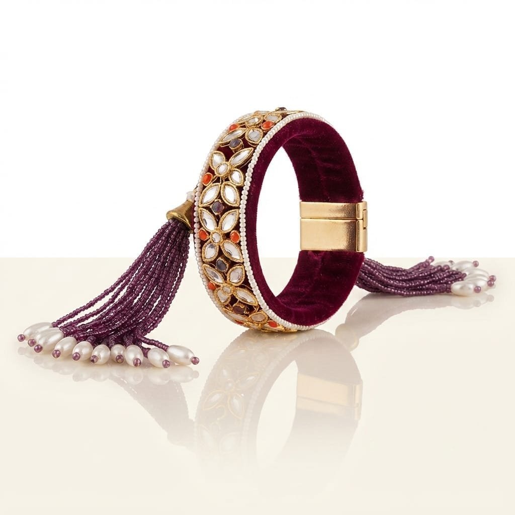 Handcrafted traditional Indian bridal kada (bangle), which blends luxury and cultural heritage