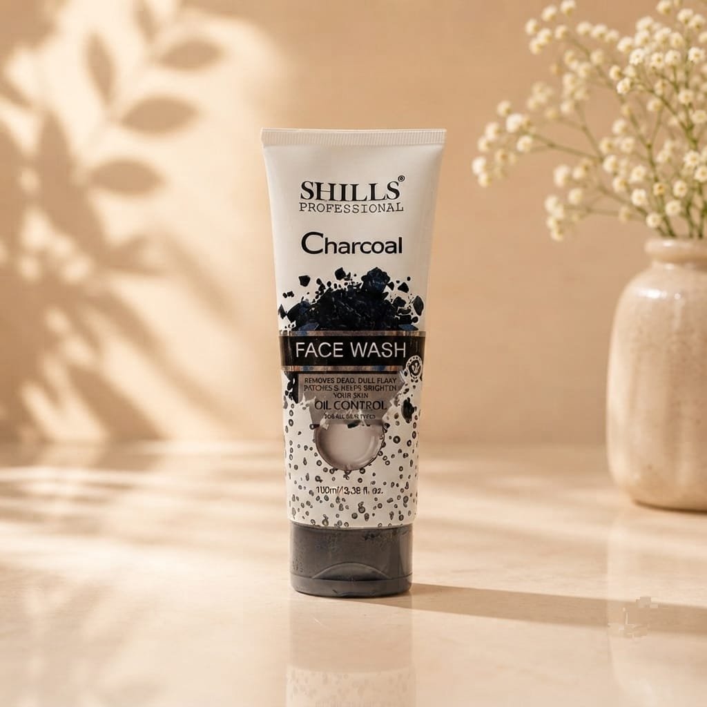 Shills Professional Charcoal Face Wash designed for oil control and skin brightening.