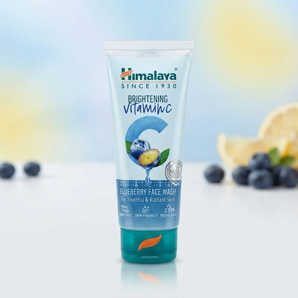 Himalaya Brightening Vitamin C Blueberry Face Wash, designed to promote youthful and radiant skin.