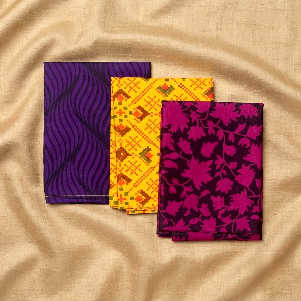 Glimmerx viscose stole features a magenta and dark purple floral pattern