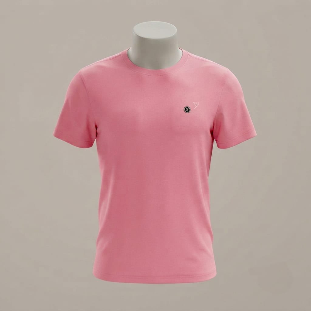 Men's regular fit, solid pink crew-neck t-shirt.