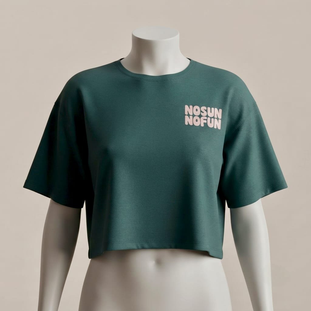 women's dark green cropped graphic t-shirt