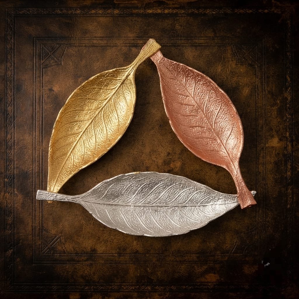 Metallic leaf-shaped decorative Pooja   Platters