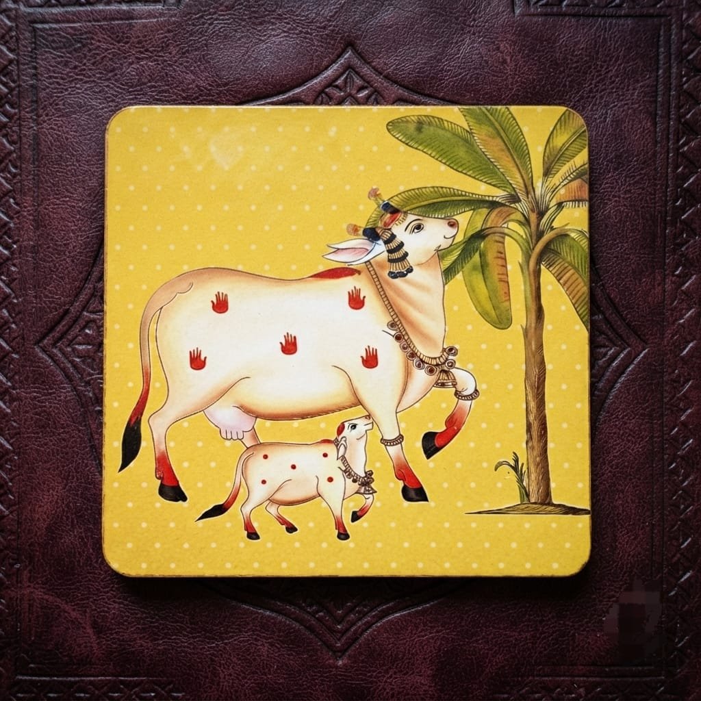 Sacred Kamdhenu Cow with Calf Canvas