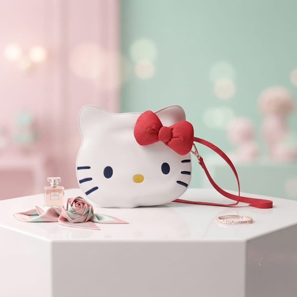 Hello Kitty Face Crossbody Bag,