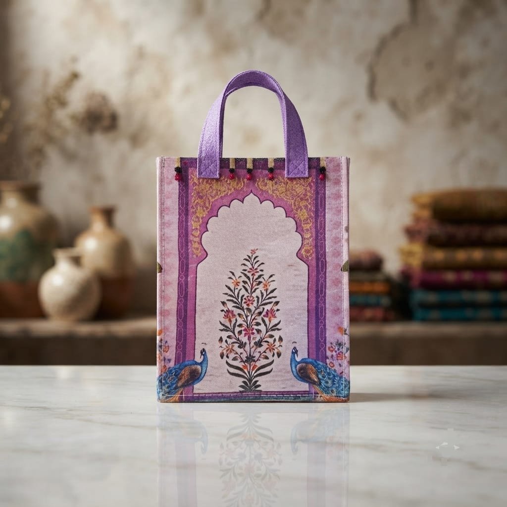 Traditional Indian fabric gift tote bag
