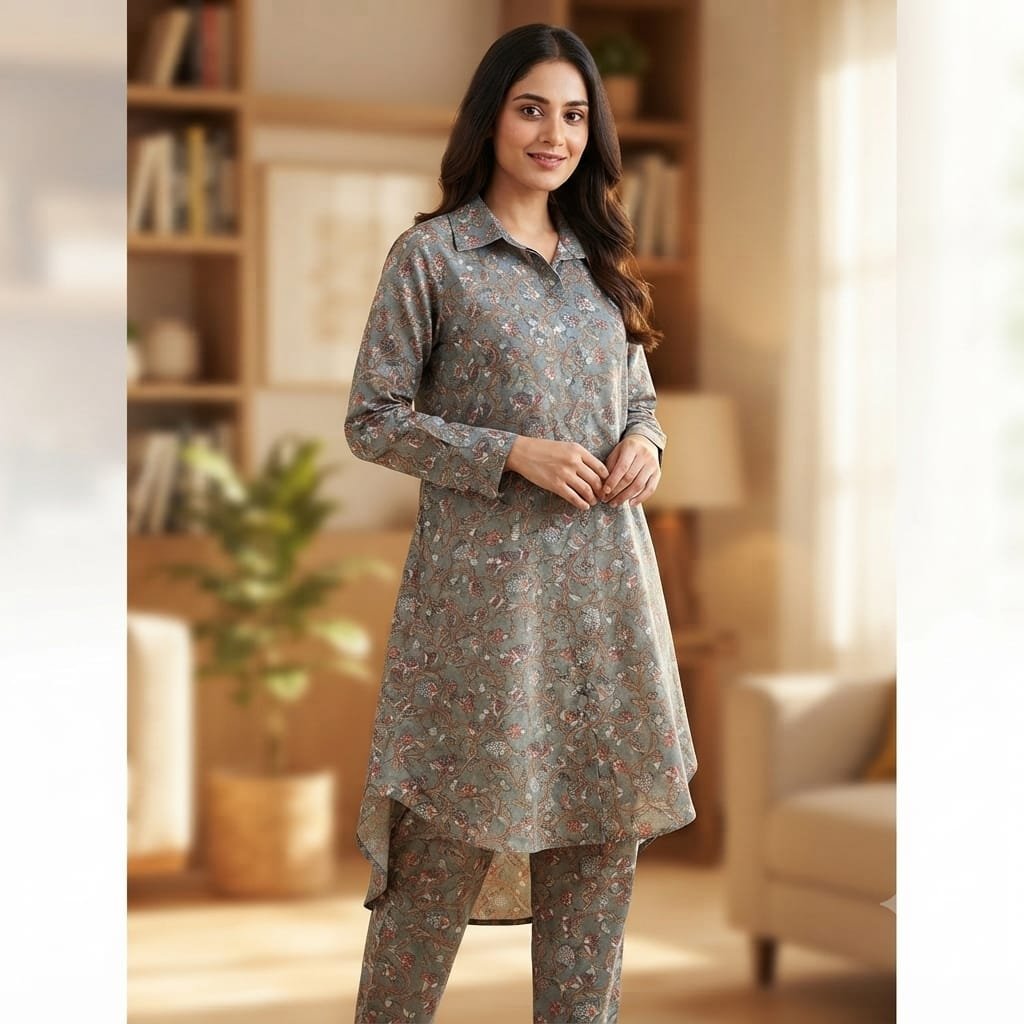 women's ethnic co-ord set, consisting of a matching tunic shirt and pants.