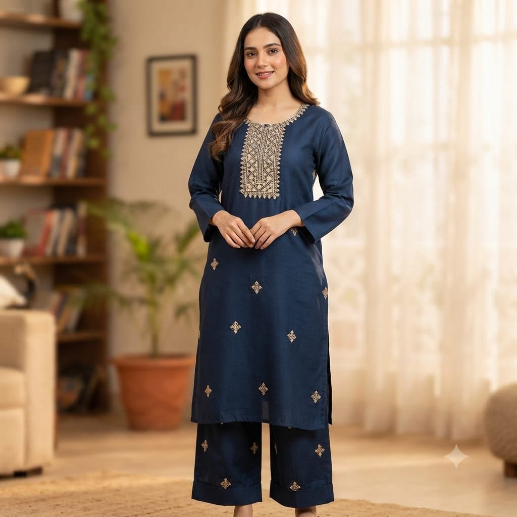 Navy blue straight kurta se