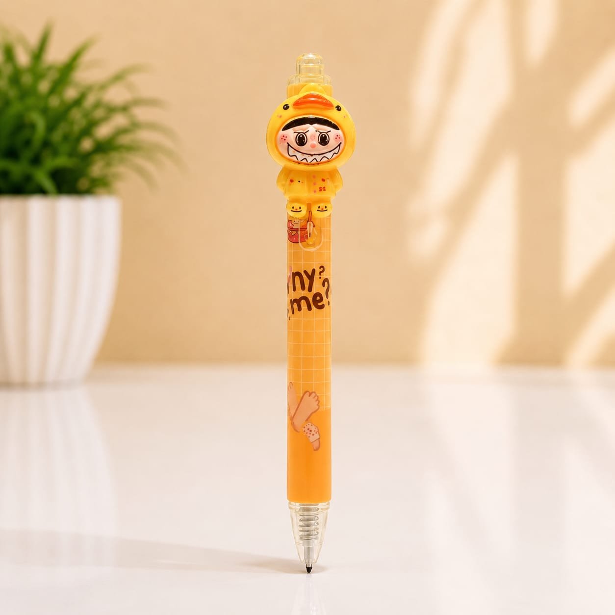 Yellow kawaii cartoon character Pencil.