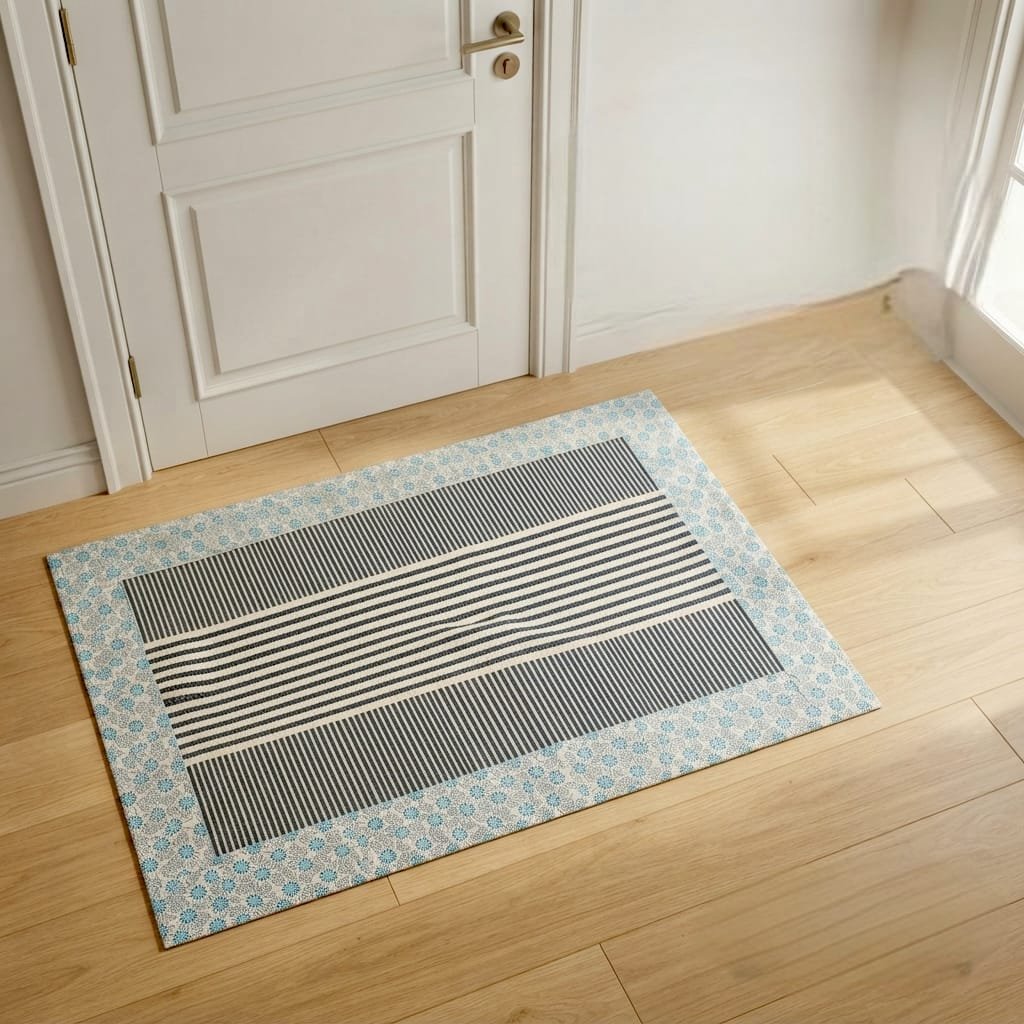 Patterned woven floor mat