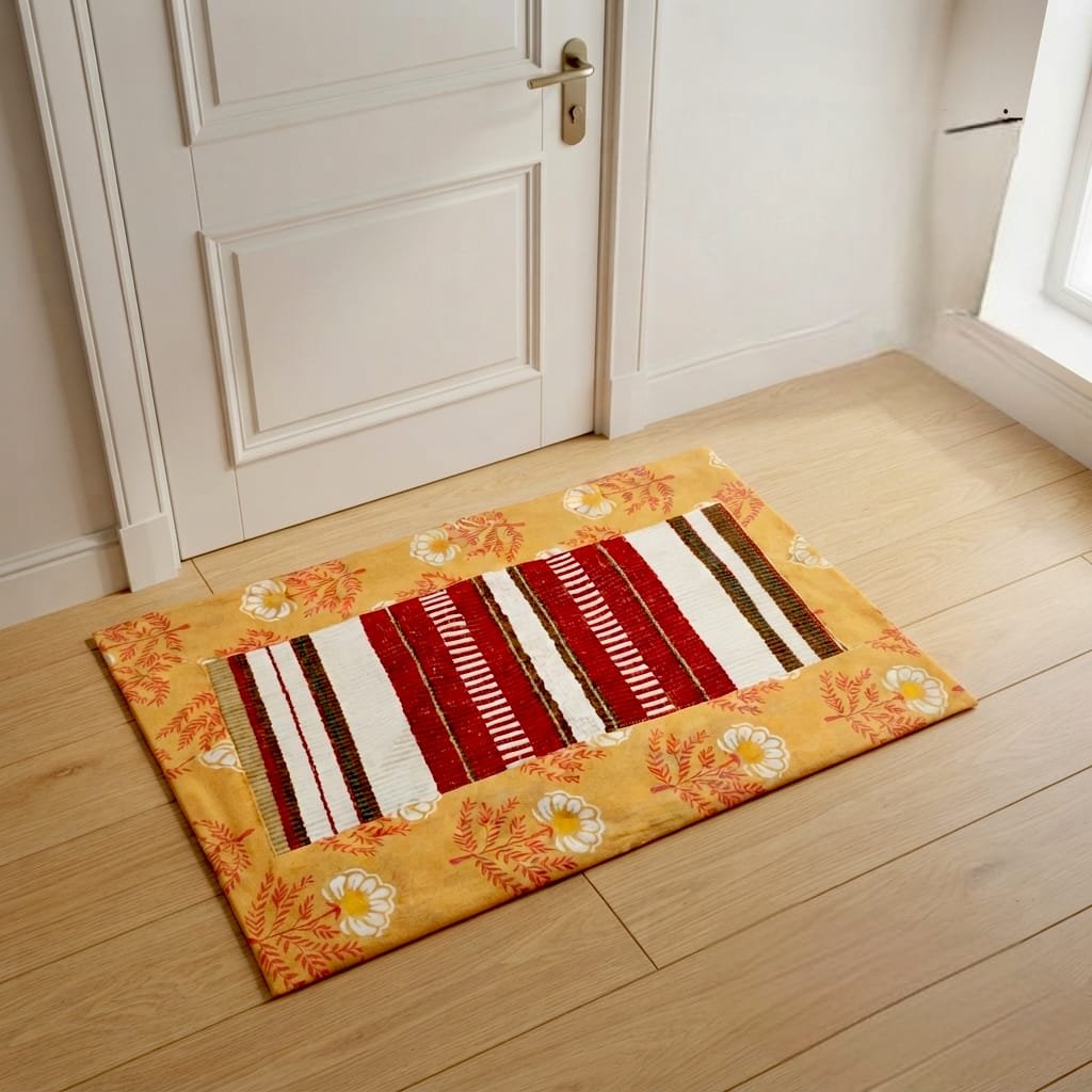 Doormat with a layered, illusionary design.