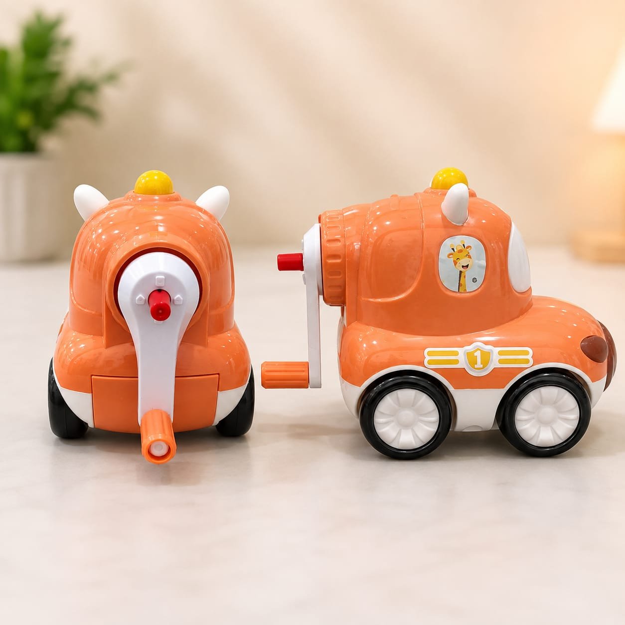 Orange Color Cartoon-style toy car  Pencil sharpener
