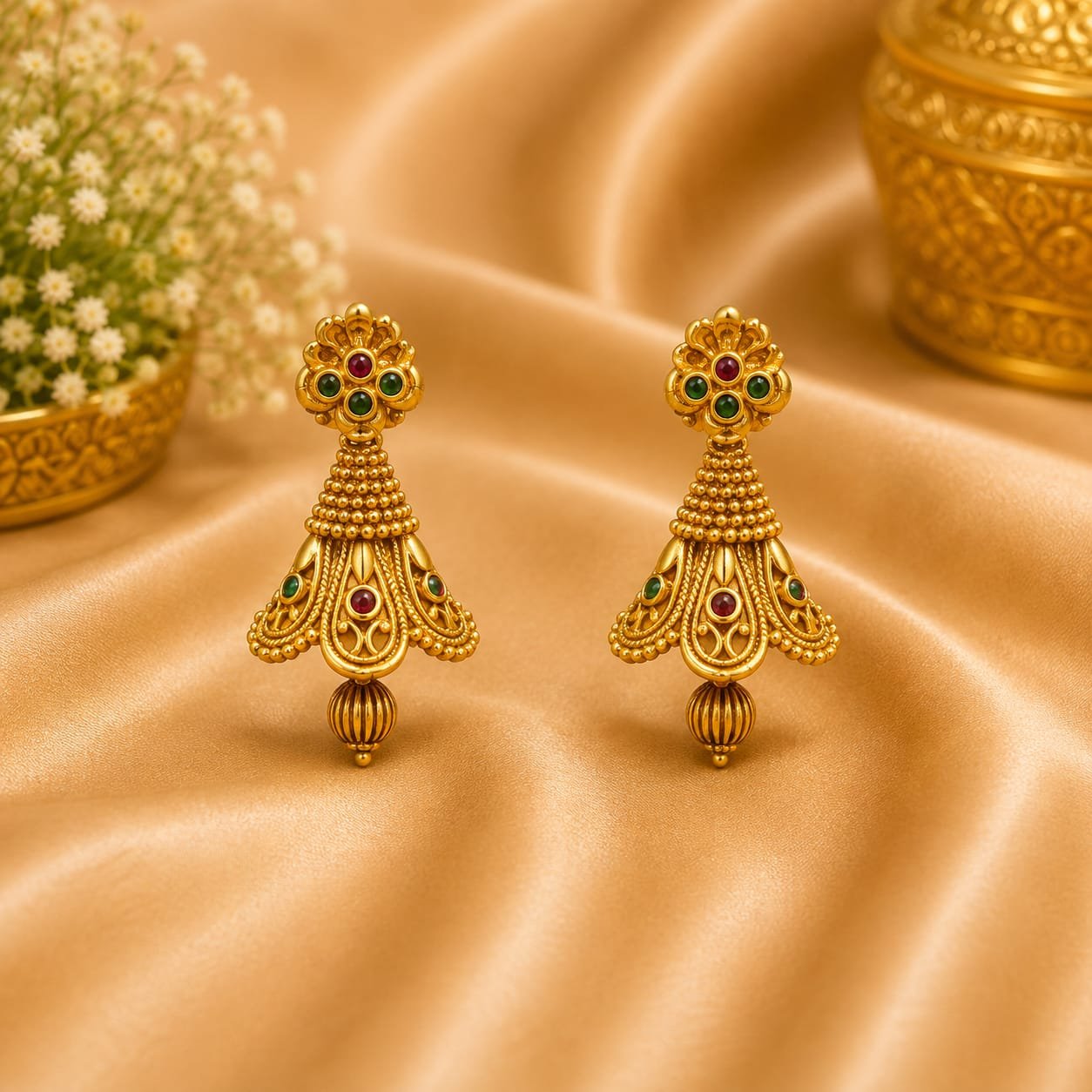 Traditional Indian jhumka earrings