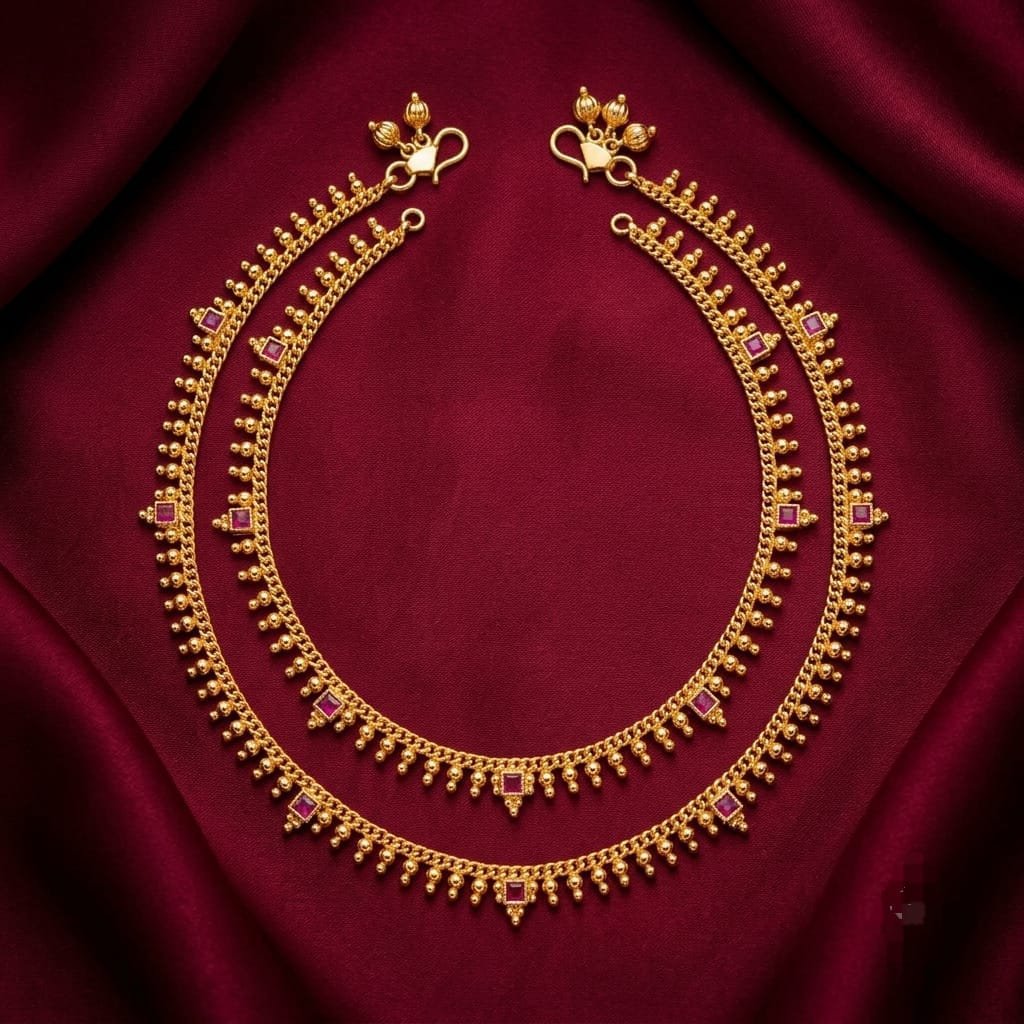 Traditional Indian-plated anklet pair