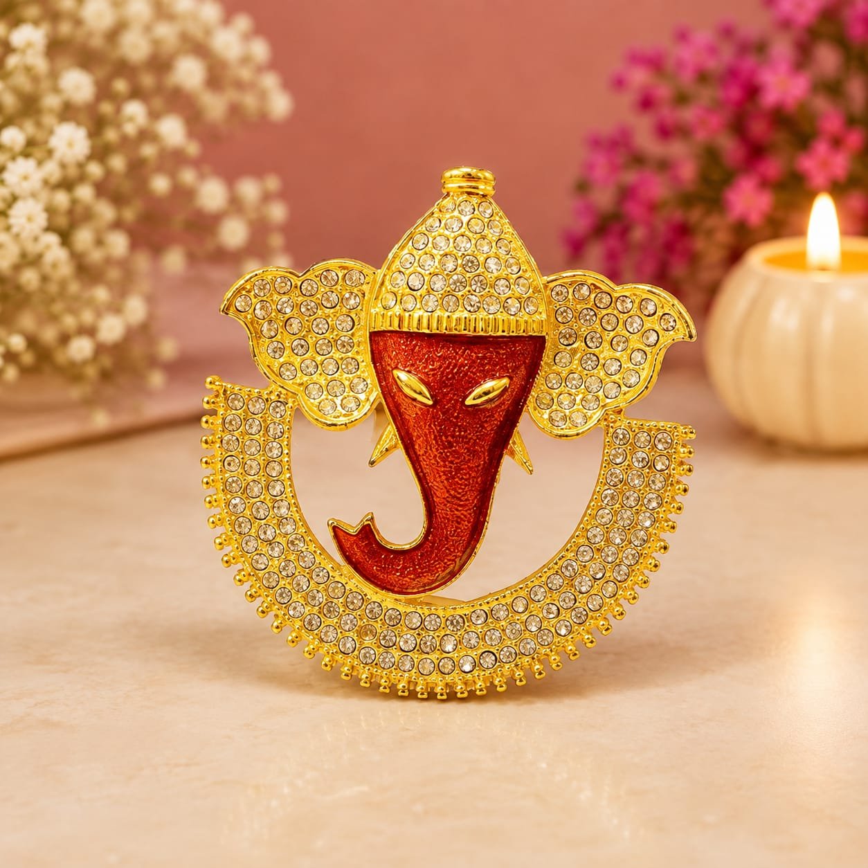Ganesh Idol Ganesha Statue Ganpati Vinayaka Murti Maroon Metal Statue for Home Décor Car Dashboard Mandir Pooja Murti Temple Puja Office Table Showpiece