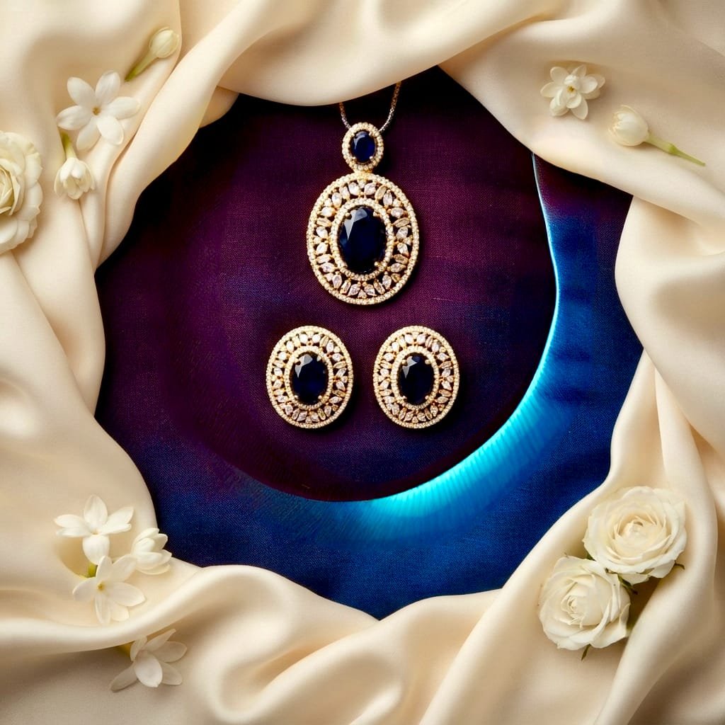 Elegant three-piece gemstone jewelry set